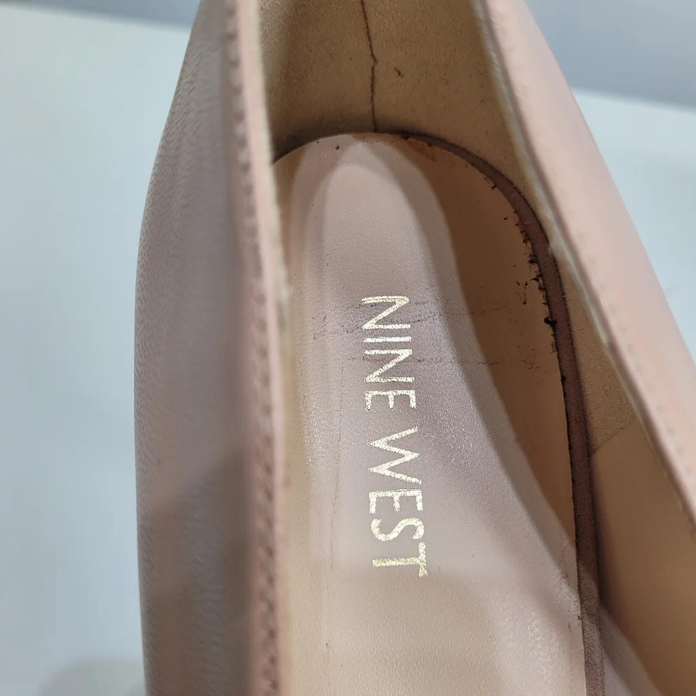 Nine West Fealey Peep Toe Leather Beige Platform Pumps Size Women's 11 with Box - Picture 13 of 16
